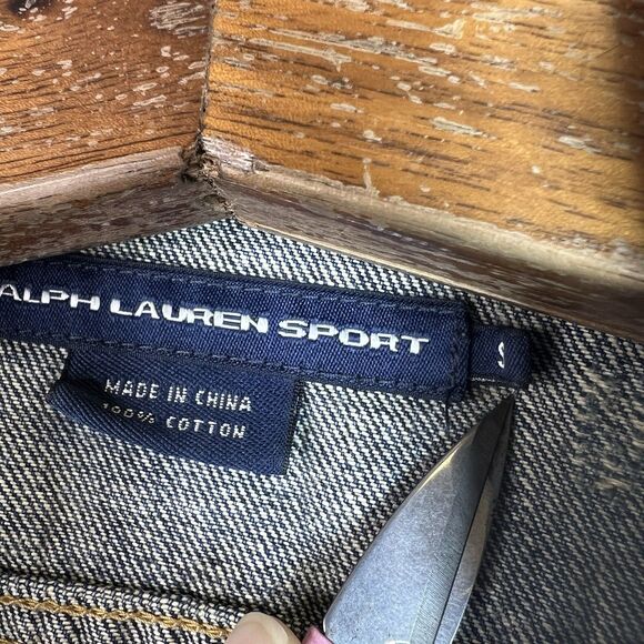 Vintage Ralph Lauren Sport Y2K Denim Jacket Womens Blue Jean Top Distressed Sz S - Picture 6 of 11